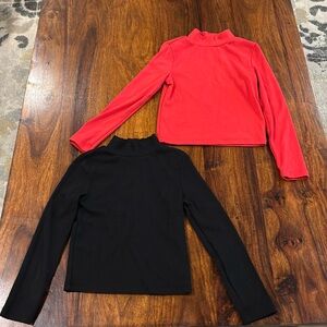 Gap Kids Girls XS (4/5) Red and Black Solid Cotton Turtleneck set